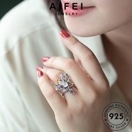 AIFEI JEWELRY Adjustable Aquamarine Ring 純銀戒指 Luxury Women Butterfly Korean Silver For 925 Original Accessories Perempuan Cincin Perak Sterling R2278