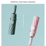 Morandi Full automatic Folding Business Sunny Umbrella Dual use Large Solid Color Three fold Simple 