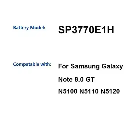 Tablet Battery Stable SP3770E1H 4600Mah Reliable Power Supply For Samsung Galaxy Note 8.0 GT N5100 N