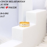 CINCIN BELAH ROTAN 2C STM EMAS 916/22K PRELOVED 6.69G