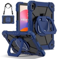 全城熱賣 - 適用於Huawei Matepad SE 11 2024 撞色機器人C3款手環支架硅膠PC平板套 含肩帶（藏青黑）