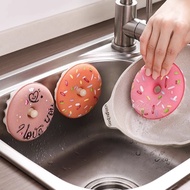 Donut-shaped dishwashing sponge with lovely cartoon pattern, cute dishwashing sponge