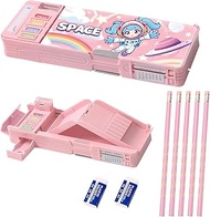 Pop Up Multifunction Pencil Case for Girls and Boys with 5 Pencils, 1 Eraser, 1 Sharpener and a Sche
