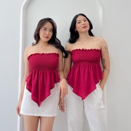 Beststore_id96 - Off Shoulder Blouse Kemben Tops / Contemporary Crincle Kemben /