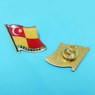 Selangor State Flag Collar Pin Press Pin with logo Selangor Negeri Malaysia Pin Tekan Pin Kolar Bend