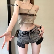 DaDuHey Women's High Waist Hot Girl Retro Denim Super Short Shorts Slim and Sexy Hot Pants Small Hip