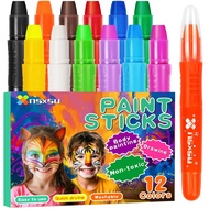12 Colors Face Paint Stick for Kids, Body Paint Pen for Birthday Makeup Parties, Kids Stocking Stuff