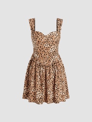 Cider Velvet Leopard Print Sweetheart Mini Dress