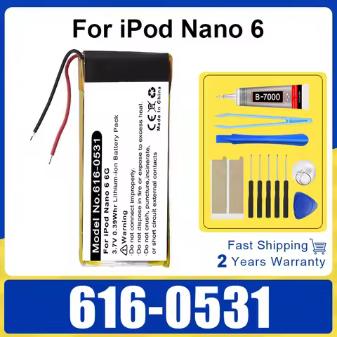 New Replacement Battery 616-0531 For iPod Nano6 6G 6th Generation MP3 Li-Polymer Rechargeable Nano 6