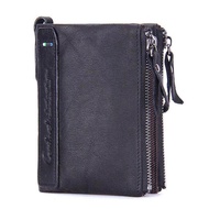 CONTACTS Genuine Crazy HorseคนหนังCowhideกระเป๋าสตางค์สั้นกระเป๋าใส่เหรียญขนาดเล็กกระเป๋าสตางค์วินเท