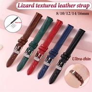 Lizard Texture Leather Watch Strap 8mm 10mm 12mm 14mm 16mm Ultra-thin Soft Genuine Leather Wristband