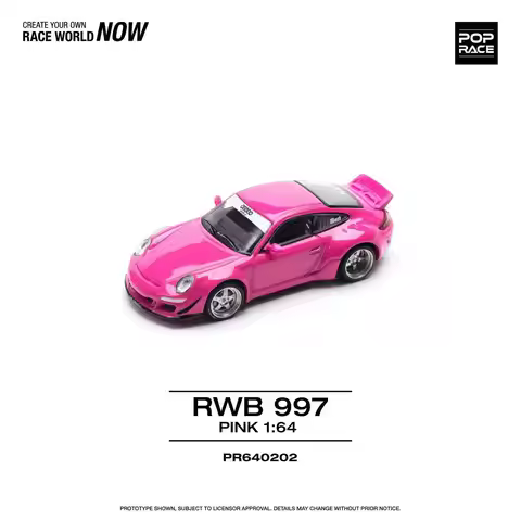 New Stocks Xcartoys Poprace 1：64 Diecast MiniCar Porsche RWB 997 Pink Alloy Model Toys Racing Cars B