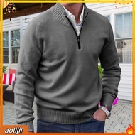 Men High Collar Sweater Spring Sweater Mens Half Zip Knit Sweater Coat English Style Outerwear for D