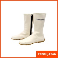 Marukatsu Waterproof Rubber Underground Boots with Zipper, Tractor Shoes, Cool White, Round Toe, Lar