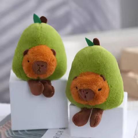 Cute Avocado Capybara Plush Keychain Pendant Toys Cartoon Kawaii Keyring For Women Girls Backpack De