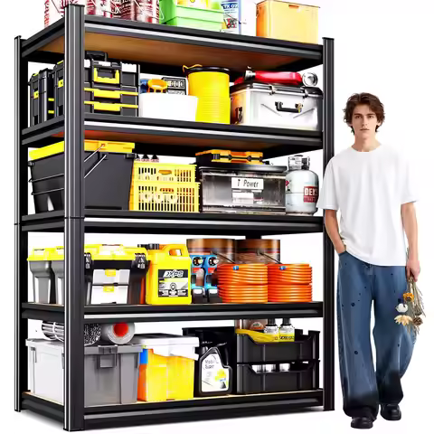 71"H-35"W-15.7"D Garage Shelving-2050LBS 5 Tier Storage Shelves,Adjustable Heavy Duty Metal Shelving