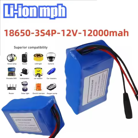 18650 lithium ion12V 3s4p12Ah battery pack 12V 12000mAh DC12.6V super large capacity rechargeable ba