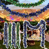 Eid Al-Adha Metallic Tinsel Garland - 2m Blue-Green Festive Decor with Stars & Moons - for Home Part