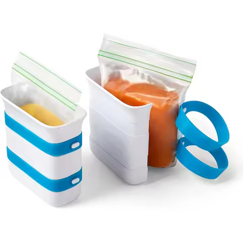 LMETJMA Freezer Food Block Maker Silicone Meal Prep Bag Container to Freeze Leftovers and Soup Verti