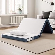 LINSY LIVING Folding Mattress, 4 Inch Trifold Mattress with Washable Tencel Cover, Twin Memory Foam Mattess, Foldable, Portable, Easy Storage Sofa Bed, Twin Size, 74" * 38"