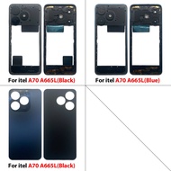 For itel A70 A665L Middle Frame Back Battery Cover Glass Battery Door Housing Case Replacement