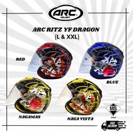 ARC RITZ YF DRAGON BLUE / RED / NAGAMAS / NAGA VISTA OPEN FACE HELMET ORIGINAL ( HELMET ARC RITZ DRA