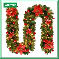 Christmas Wreath with Lights Pvc Christmas Garland 8.8ft Christmas Rattan Garland with Battery Opera