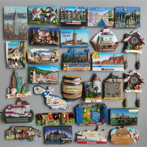 Fridge magnets tourist souvenir Switzerland Reykjavik Iceland Belgium BAHRAIN New York Norway Sweden
