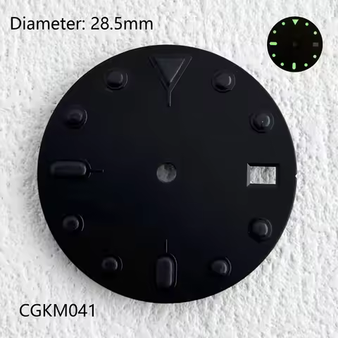 28.5mm Green Night Light All Black Samurai N H35 Watch Accessories Customized Dial Men's Watch Acces