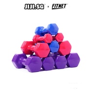(JIJI.SG x FITNET) VINYL Dumbbell (INDIVIDUAL) 6-10KG Colorful dumbbells / Hexagon Shape With Vinyl