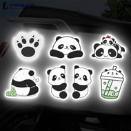 YOUNGSTAR 5Pcs/Set Motorcycle Helmet Decal Waterproof Creative Pandas Night Warning Sign Reflective 