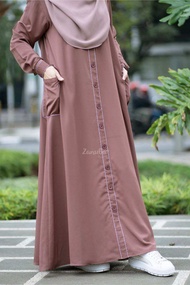 Azra Button Line by Zanuba Hijab Gamis polos syari busui bumil wudhu friendly