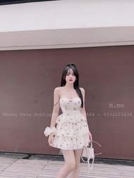 ĐẦM TIÊU THƯ HOA NHÍ HAI DÂY XÒE TẦNG CÓ MÚT NGỰC THỜI TRANG ĐÁNG YÊU ĐẦM BÁNH BÈO TÔN DÁNG TRẺ TRUN