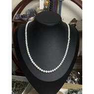 (P18) Natura Pearl Necklace 42cm Pure White Round Bun 4mm to 5.5mm S925 Clip 天然珍珠小米珠项链白色近圆