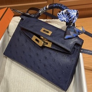 MINI 20 REAL OSTRICH NAVY BLUE SAPPHIRE