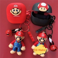 for Baseus BP1 Pro Case Silicone Soft Case Cute Mario Keychain Cartoon Silicone Pendant Suitable for