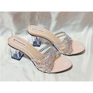 VBS20012 Glass Tofu Heel Sandals/Hils Women's Strap Heels/Hils Heeled Sandals Tofu Heels/Sandals