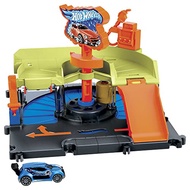 Hot Wheels City Toy Car Track Set, Downtown Express Car Wash Playset with 1:64 Scale Vehicle, Foam R