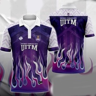 UiTM RETRO COLLAR T-SHIRT JERSEY PDTAG - PURPLE FIRE Polo shirt Baju Raya Sublimation