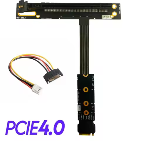 PCIE 4.0 X4 Riser Cable M2 M.2 NVMe Key M to PCIe X16 Extension Cable Gen4 SATA Power Cable M2 64Gbp