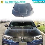Dry Carbon Car Front Engine Hood Cover For BMW 5 Series F90 M5 4-Door 2018-2023 Body Kit Bonnet Engi