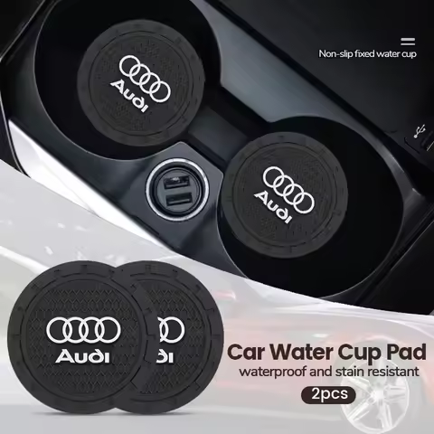 2Pcs Silicone Car Coasters Water Cup Mats Waterproof Slot Pads For Audi Sline A3 A1 A4 A6 B8 A5 B7 C