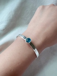 美好石光-海水藍寶石-純銀手環