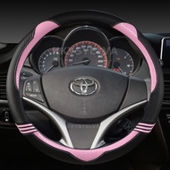 Carbon Fiber +Leather Car Steering Wheel Cover For Toyota Yaris Vios 2014 2015 2016 2017 2018 Auto A