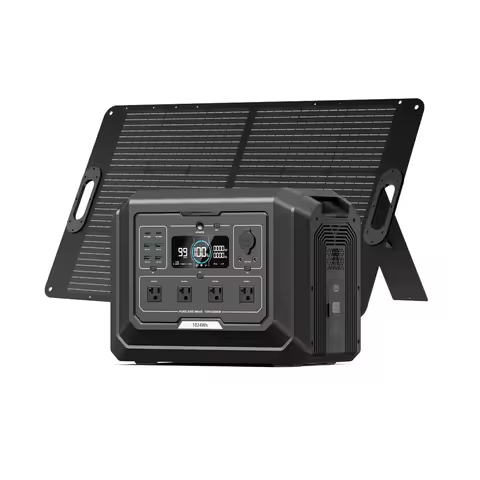 2000W Solar Generator 100W Panel 36Min Fast Charge 1024Wh LiFePO4 Power Station Camping Trips, Custo