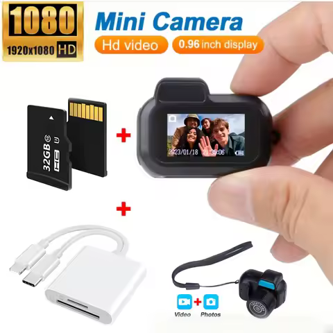 Key Chain Mini Sport Camera with 32GB SD Card & Card Reader, Mini DV DVR Camcorder 1080P, Pocket Wea