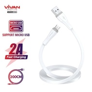 Vivan Data Cable 200cm Kabel Daya Micro USB 2 meter Quick Charge 2A