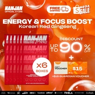 [HANJAN] Energy Boost | Korean Red Ginseng Extract, Boost Metabolism, Pre Workout Fat Burner, Drink Mix Powder | 6 BOXES