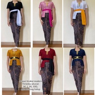 HITAM PUTIH MERAH Kebaya Brocade Smooth Short Sleeves Fashionable Tops So Graduation Traditional Clo