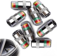 8Pcs 2.2Bar 32-to-35 PSI Tire Valve CapsTire Caps with Pressure Gauge with 3 Color Eye Alert